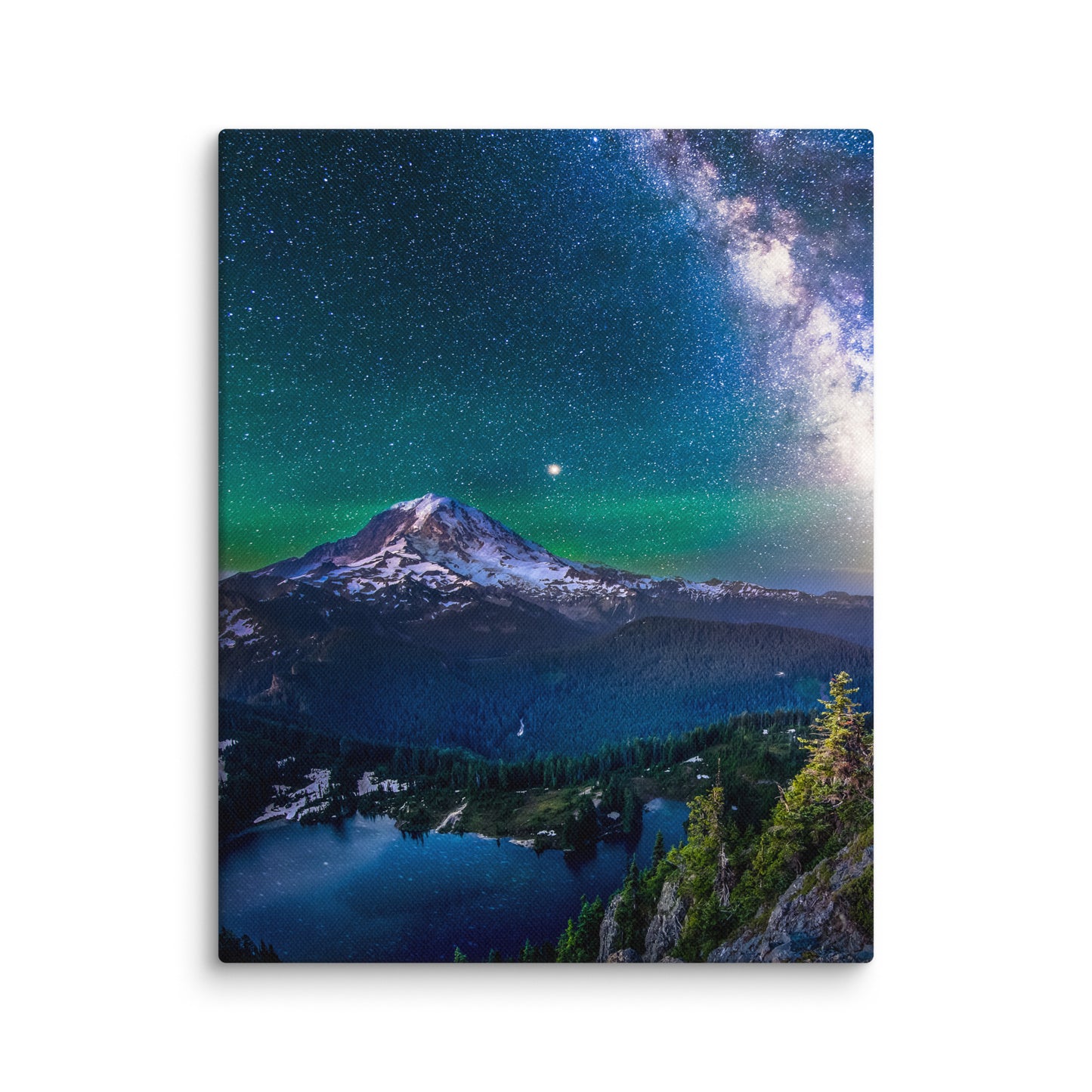 Milky Way Over Mount Rainier From Tolmie Peak - Canvas Print