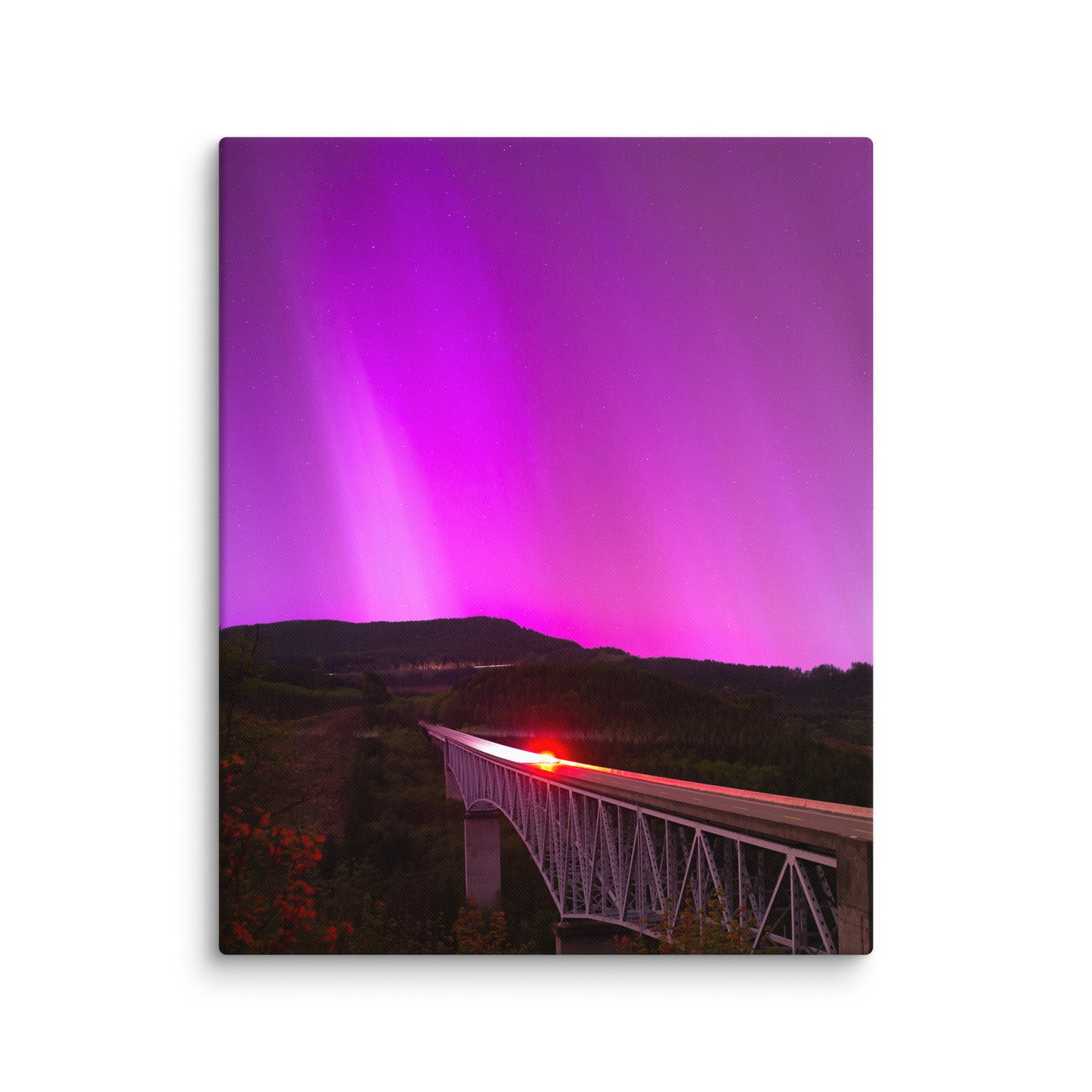 Aurora Borealis Above Hoffstadt Creek Bridge - Canvas Print