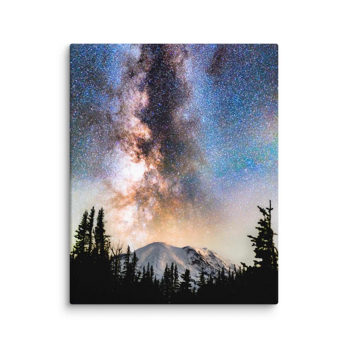 Volcano, Milky Way Rising Over Mount Rainier - Canvas Print