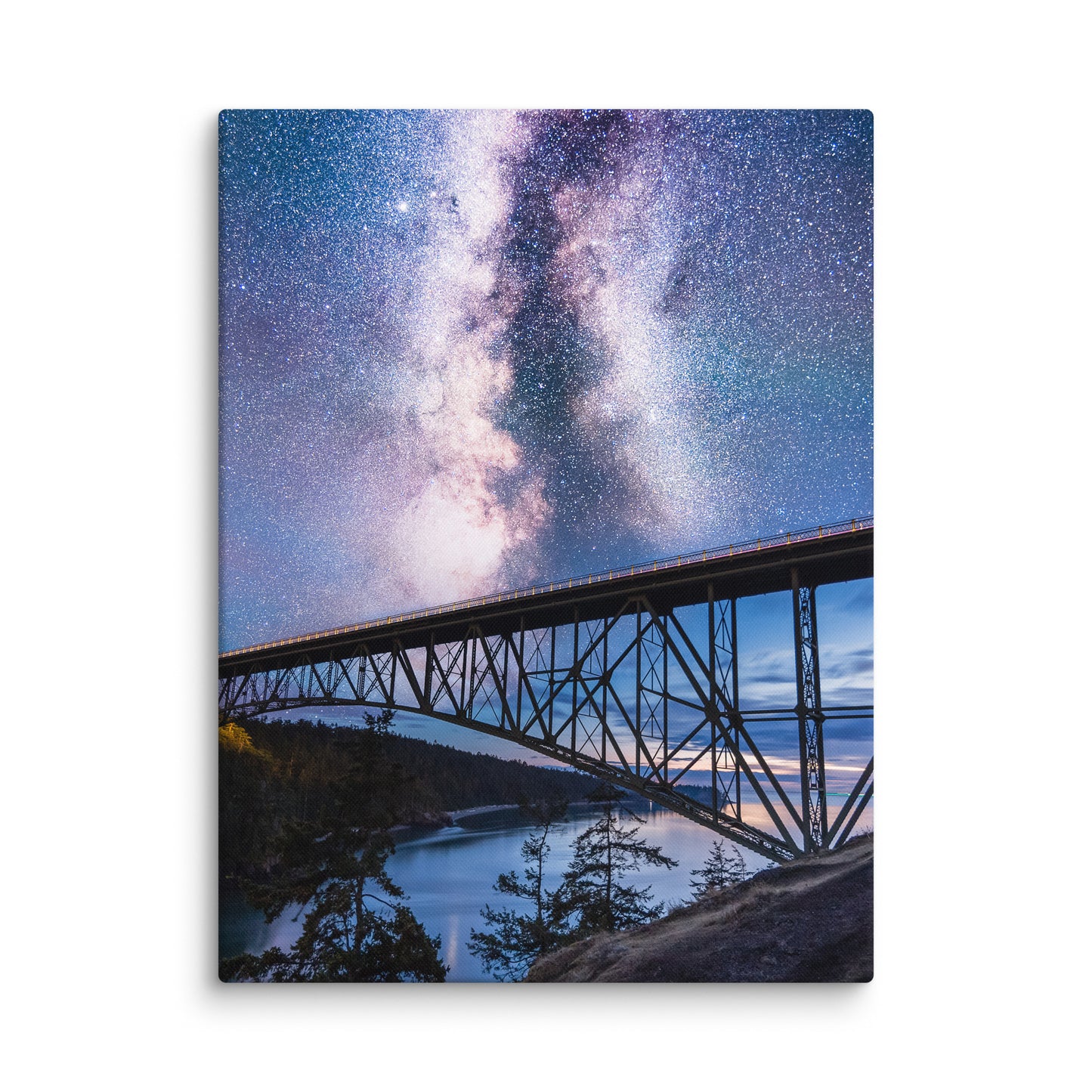 Milky Way Over Deception Pass Bridge - Canvas Print