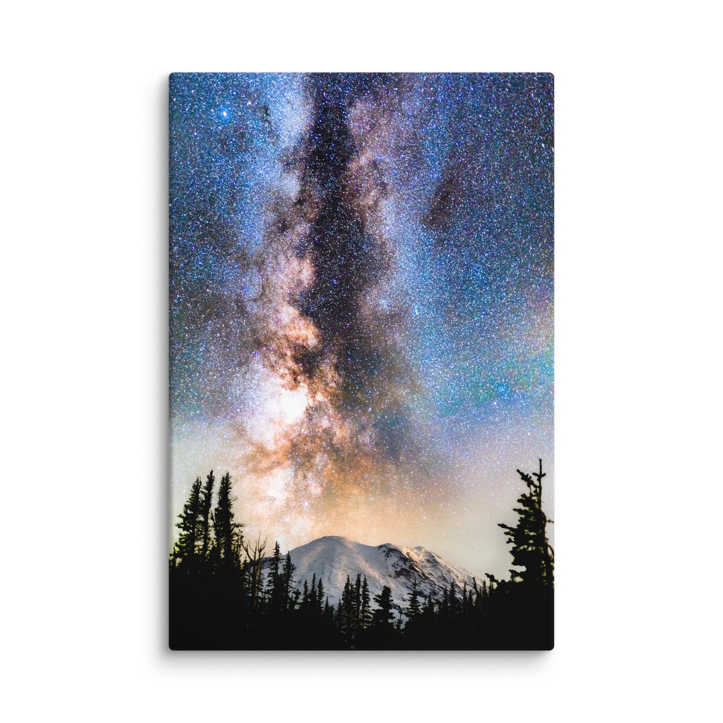 Volcano, Milky Way Rising Over Mount Rainier - Canvas Print