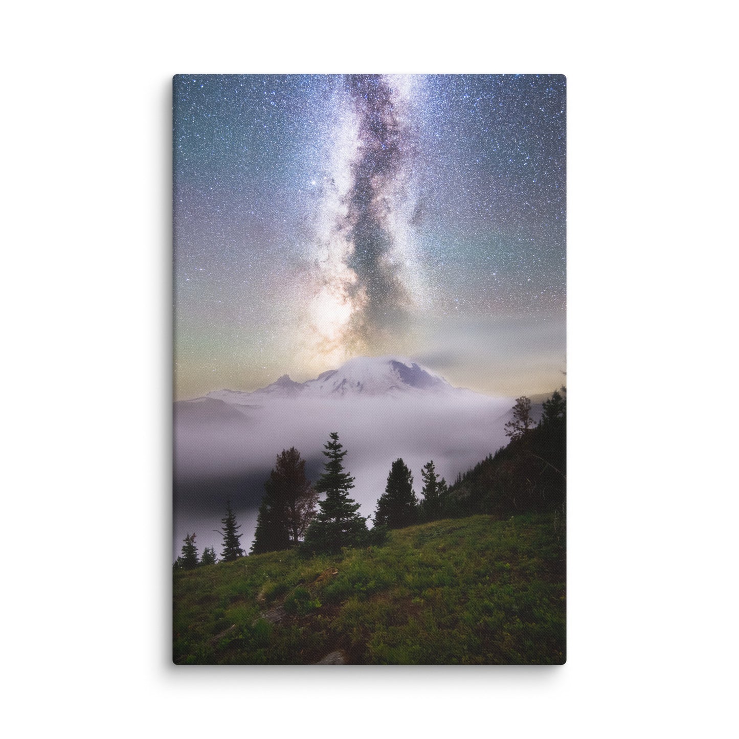 Dreamy, Milky Way Over Mount Rainier, Silver Forest Trail - Canvas Print