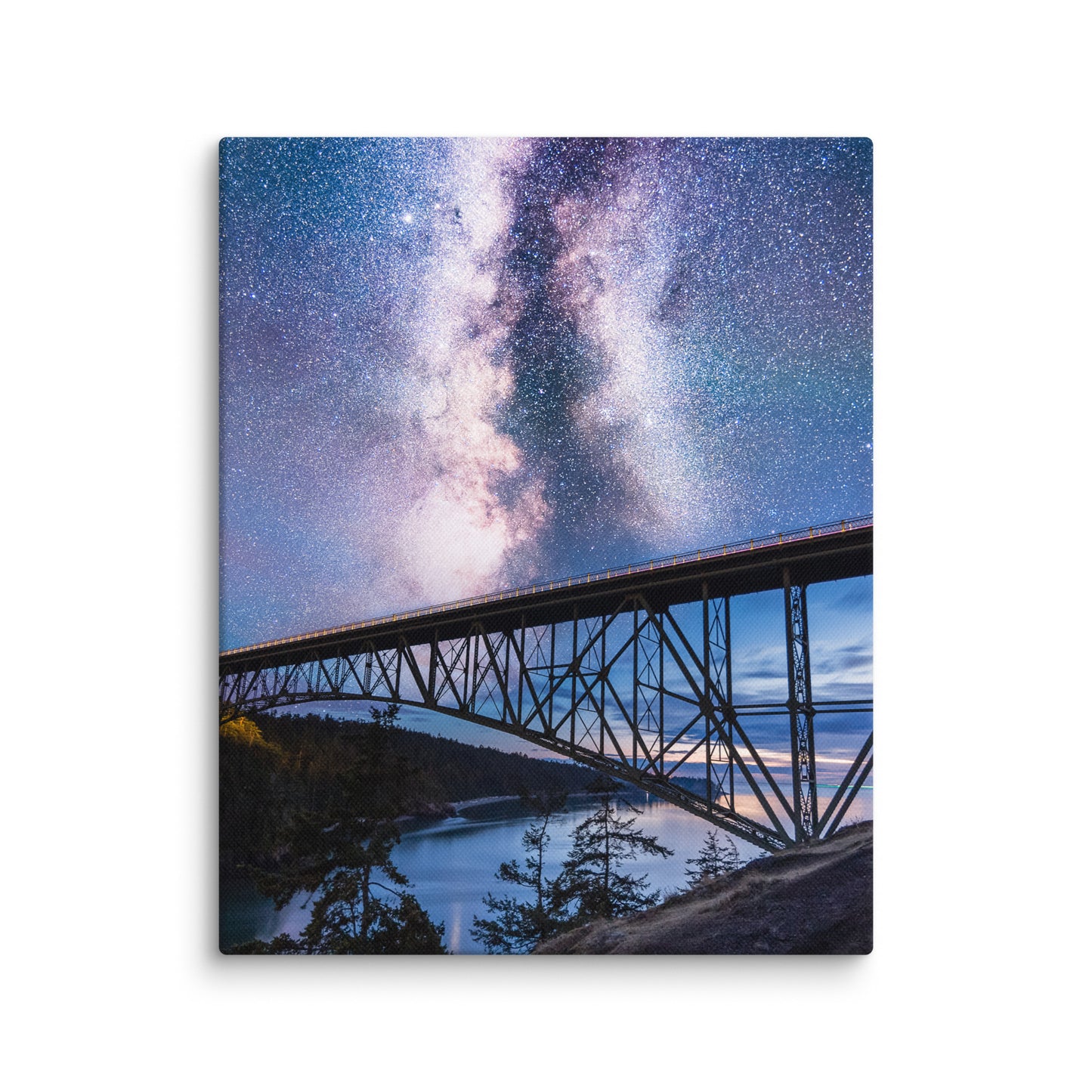 Milky Way Over Deception Pass Bridge - Canvas Print