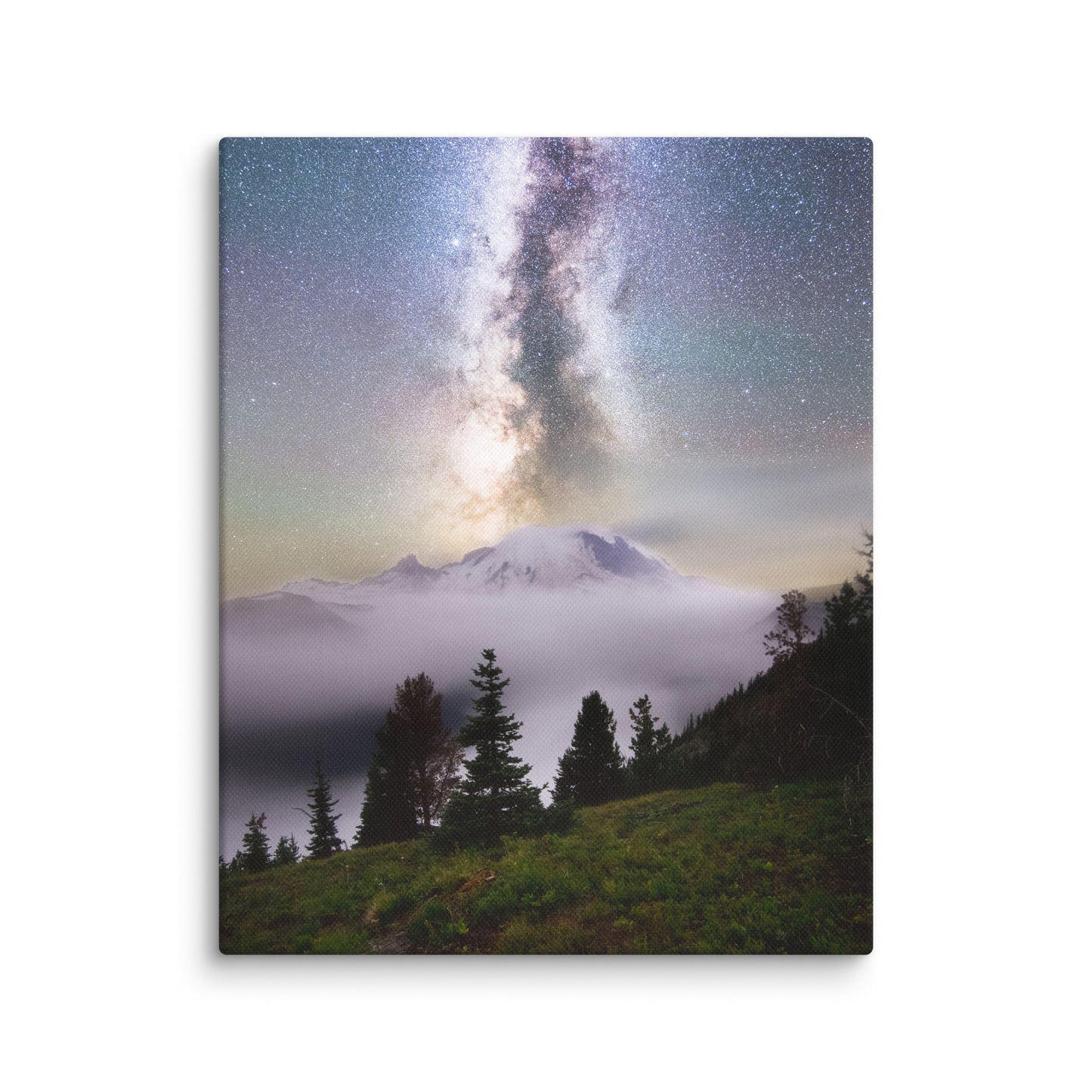 Dreamy, Milky Way Over Mount Rainier, Silver Forest Trail - Canvas Print