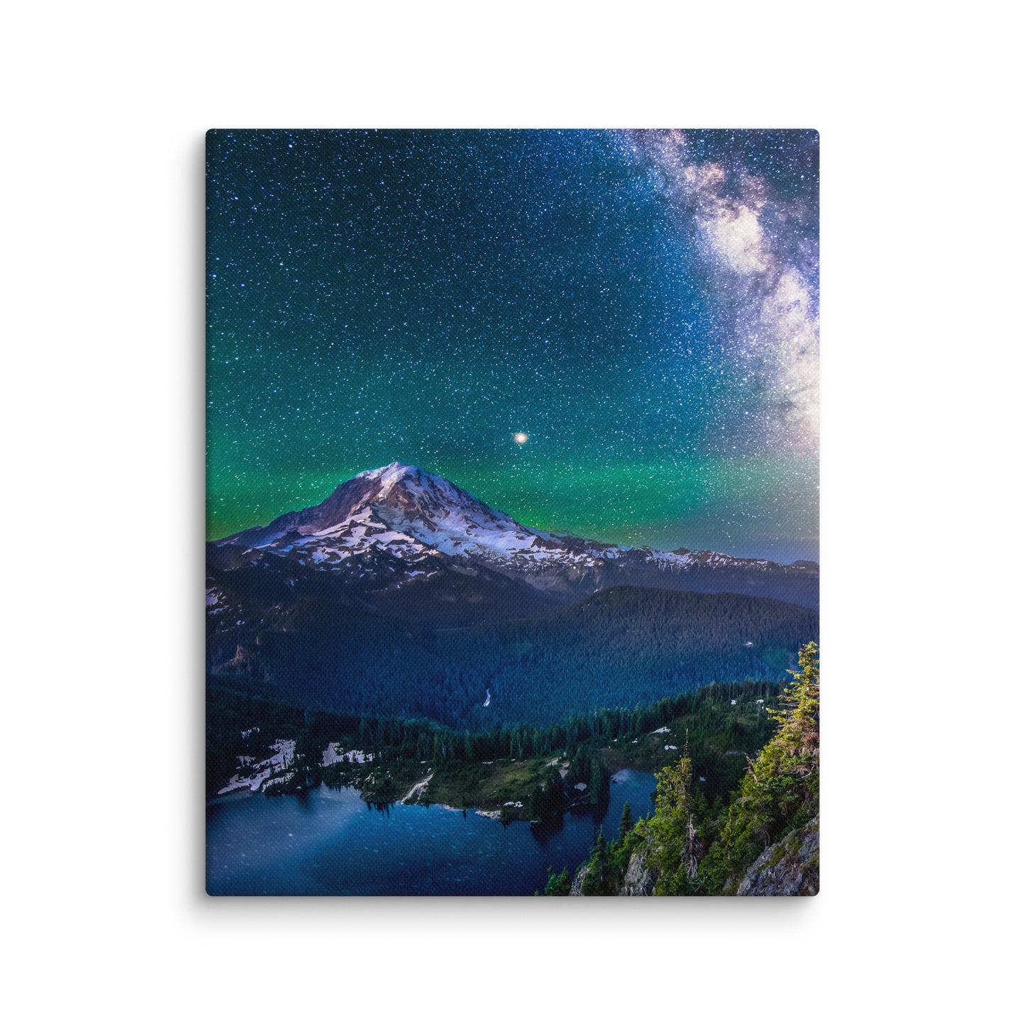 Milky Way Over Mount Rainier From Tolmie Peak - Canvas Print