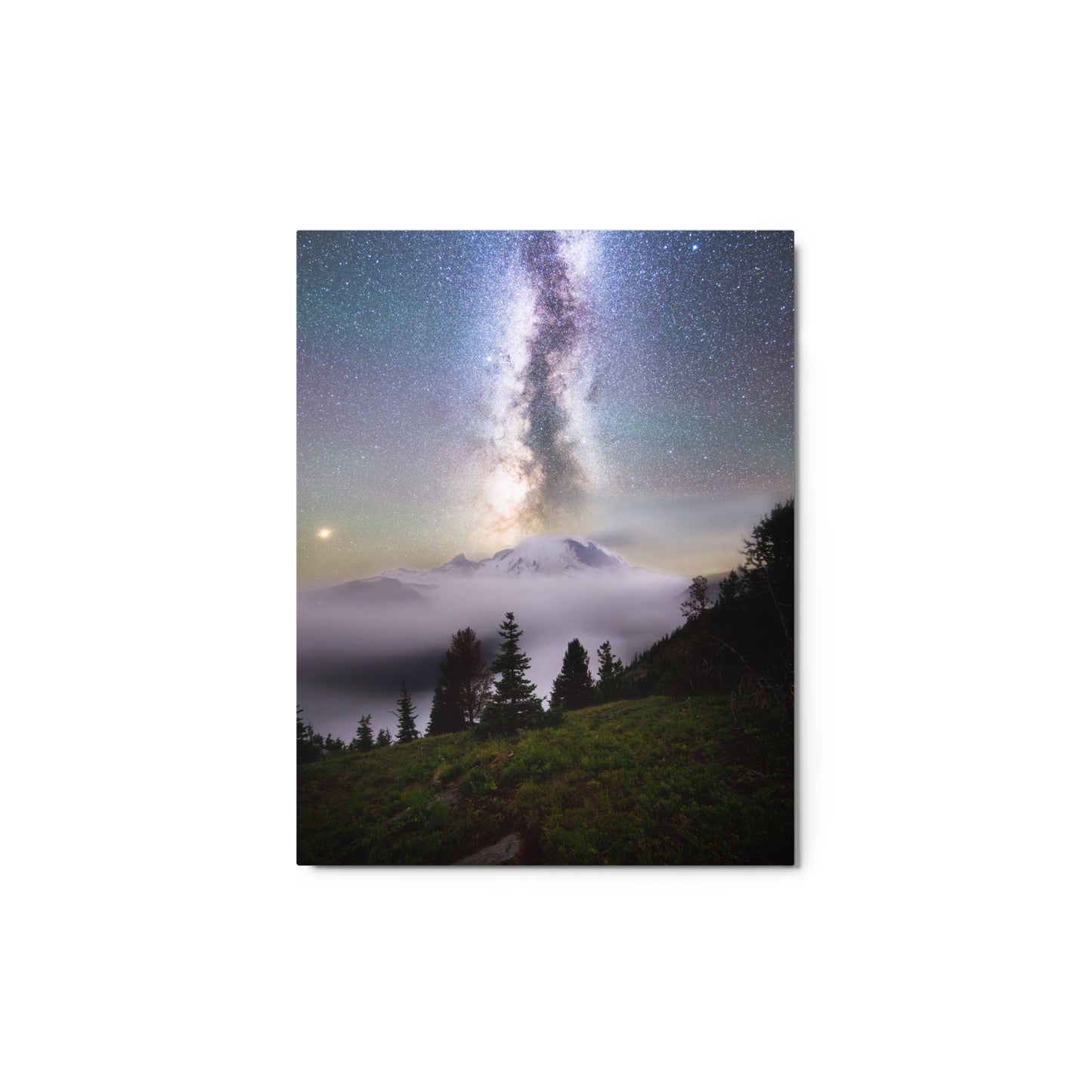 Dreamy, Milky Way Over Mount Rainier, Silver Forest Trail - Metal Print