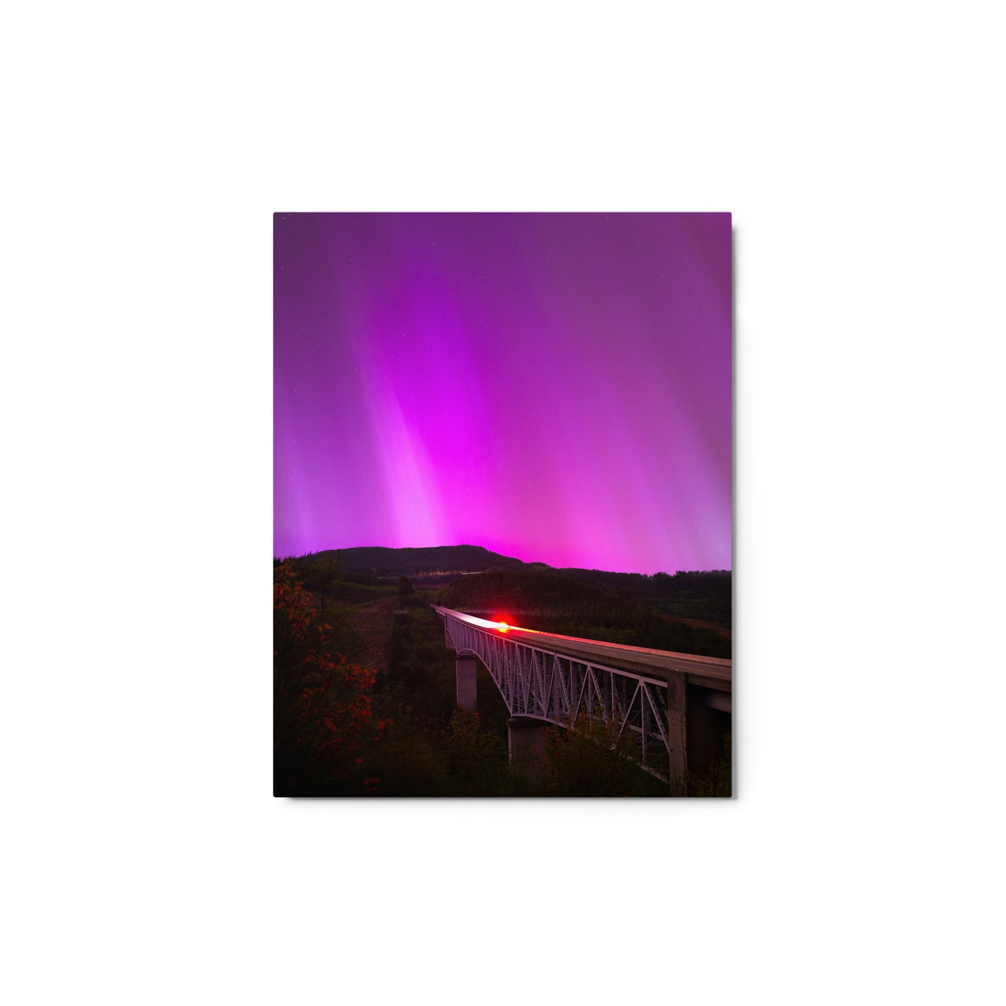 Aurora Borealis Above Hoffstadt Creek Bridge – Metal Print