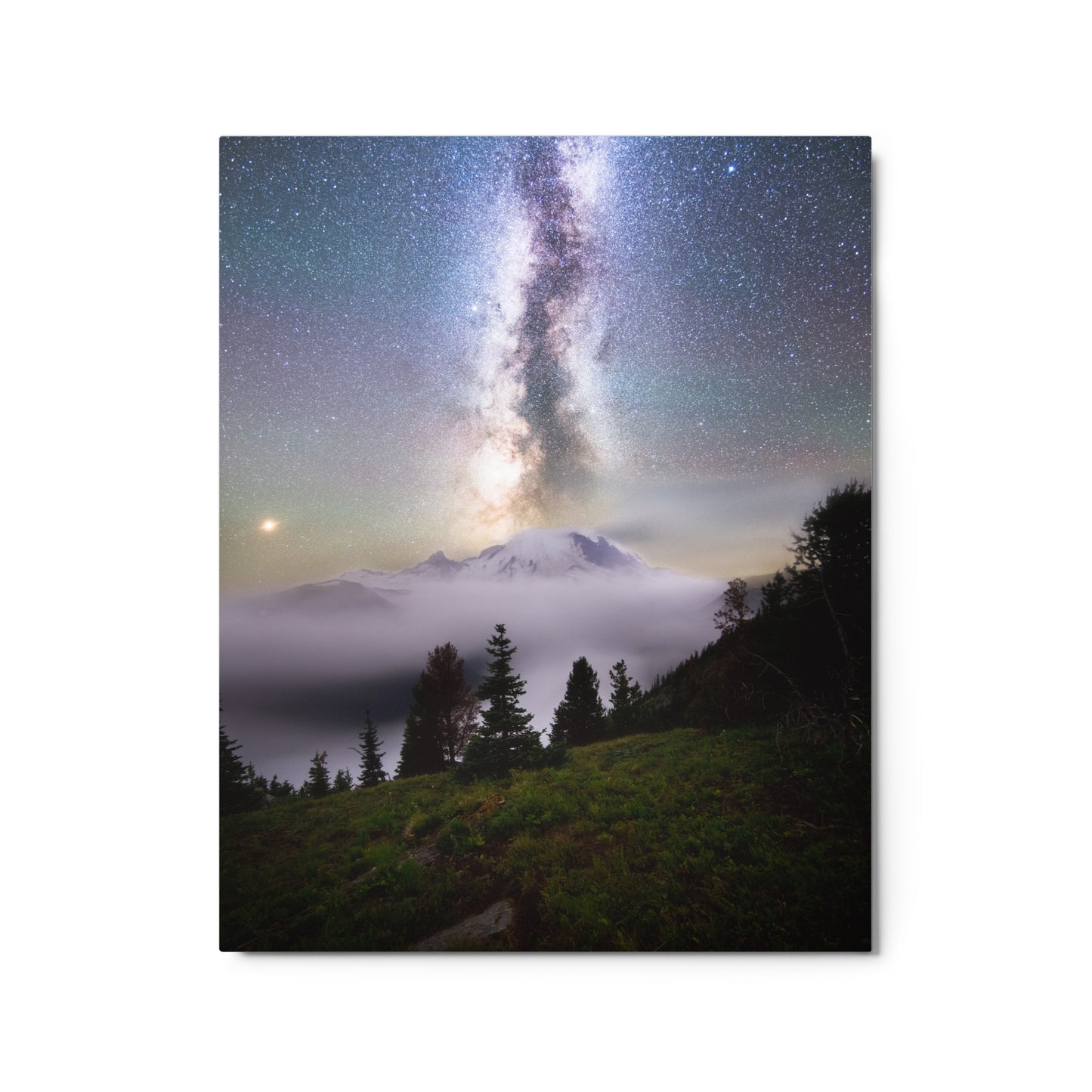 Dreamy, Milky Way Over Mount Rainier, Silver Forest Trail - Metal Print
