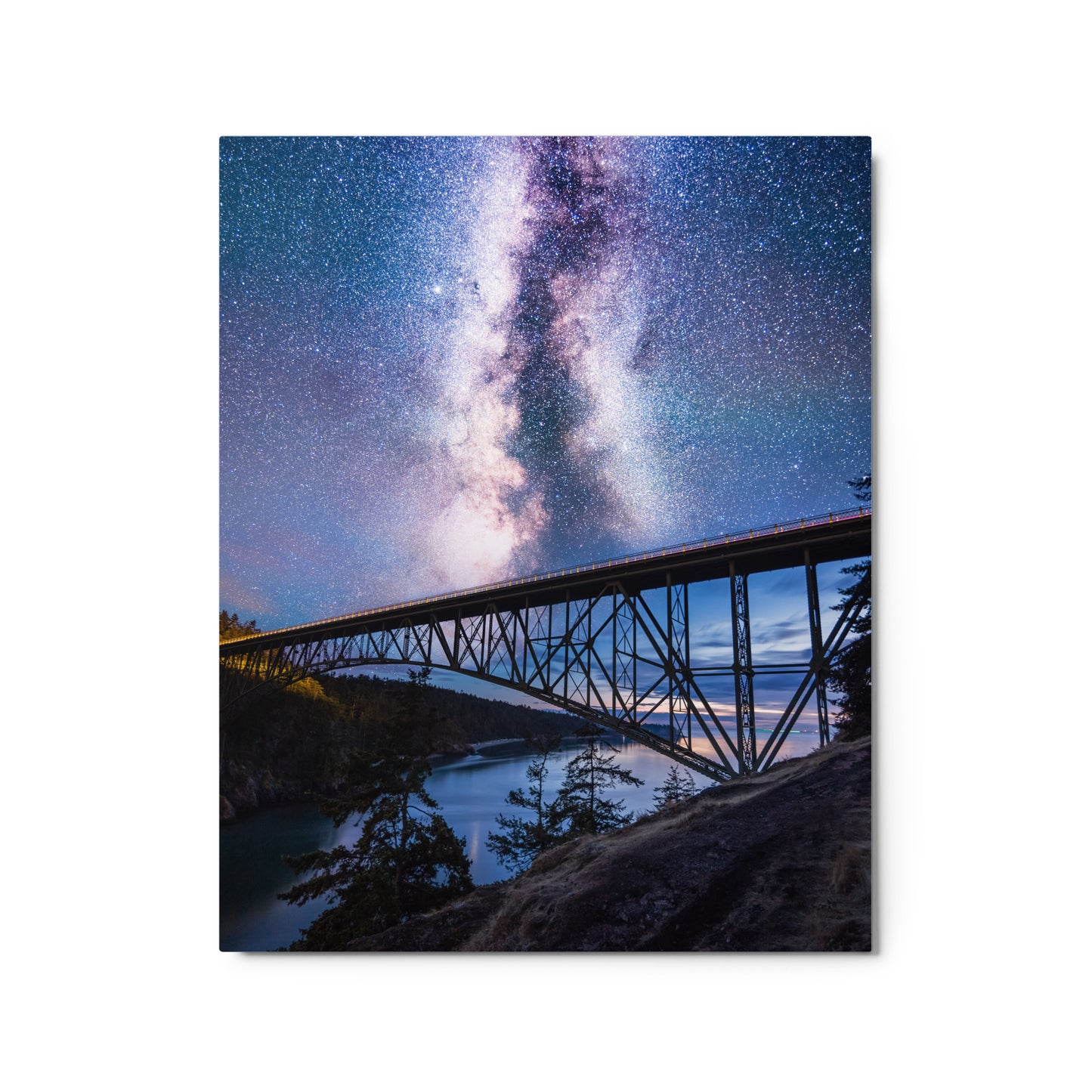 Milky Way Over Deception Pass Bridge - Metal Print