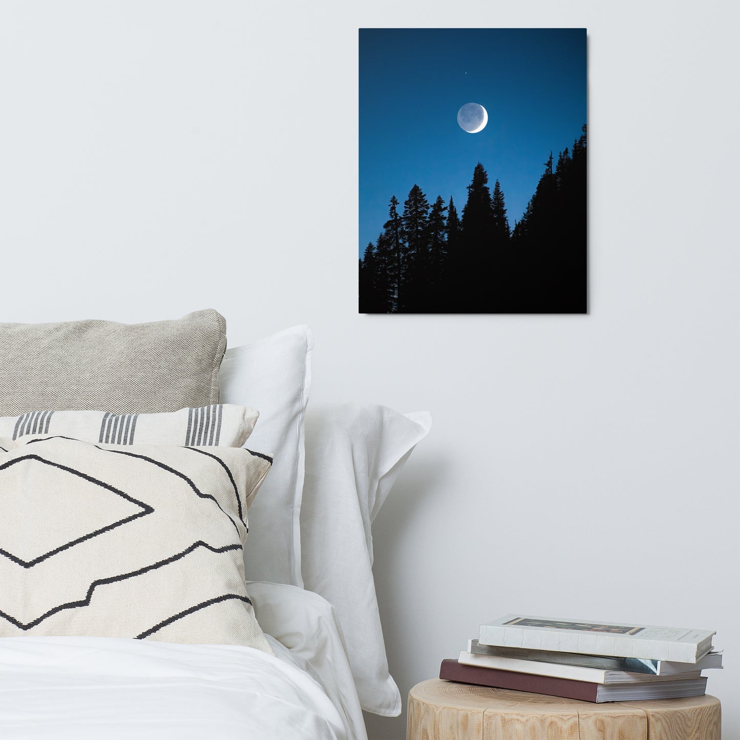 Crescent Moon Over Trees, Mount Rainier National Park - Metal Print