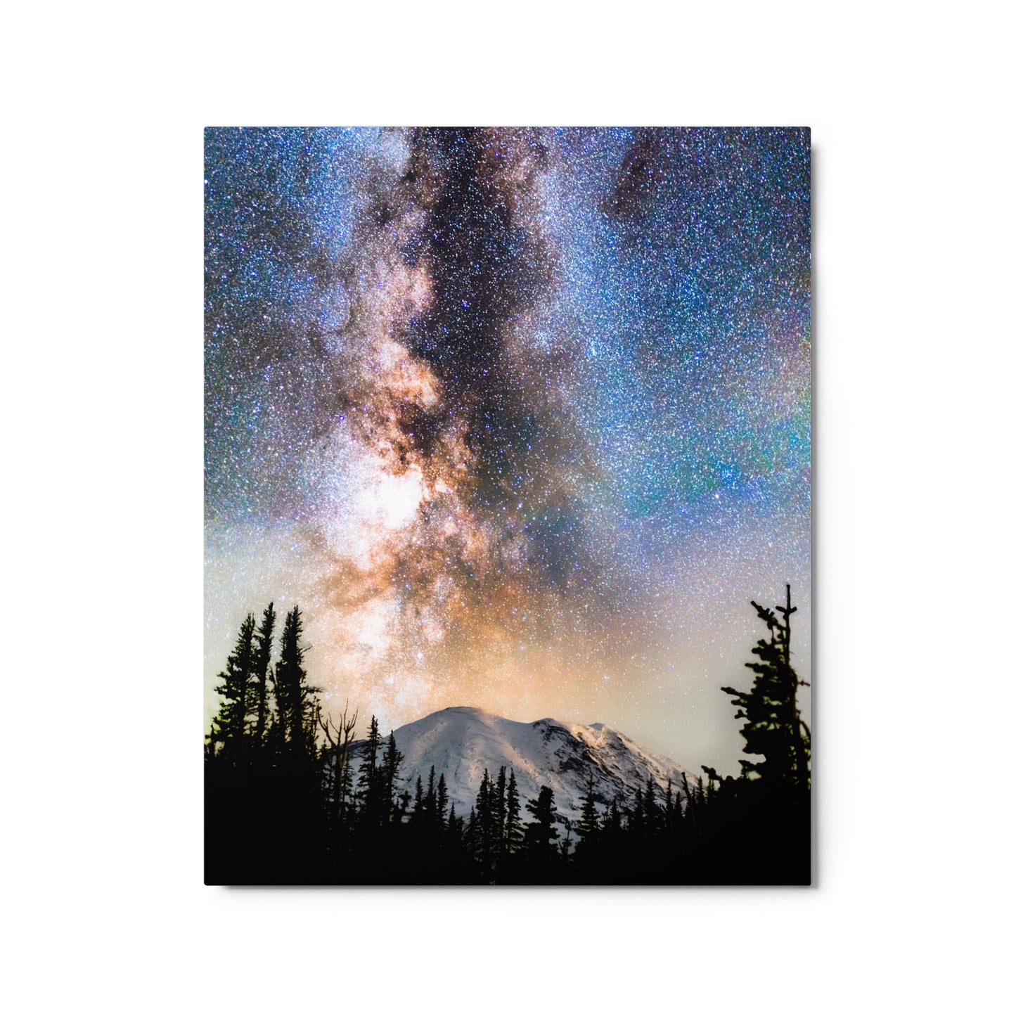 Volcano, Milky Way Rising Over Mount Rainier - Metal Print