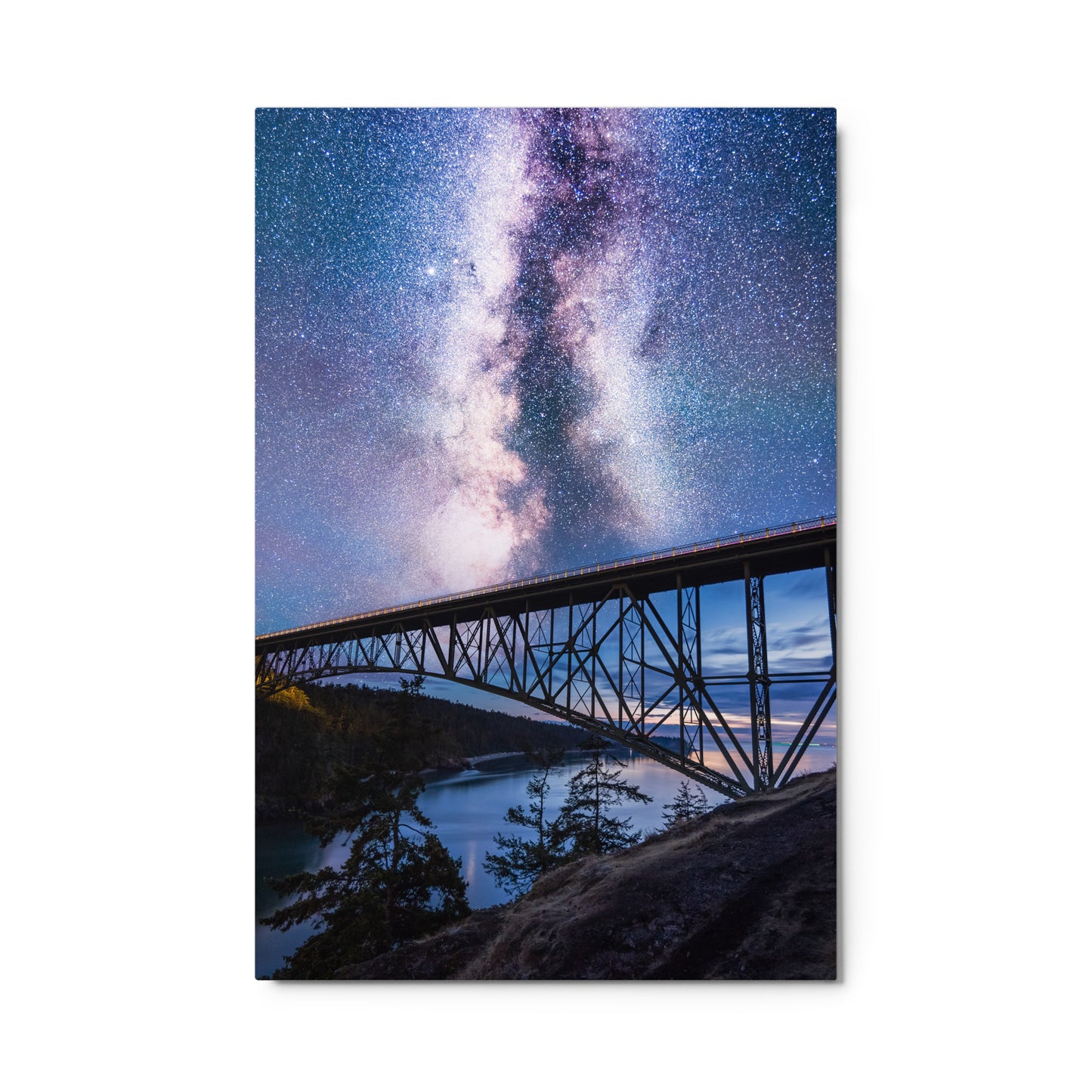 Milky Way Over Deception Pass Bridge - Metal Print