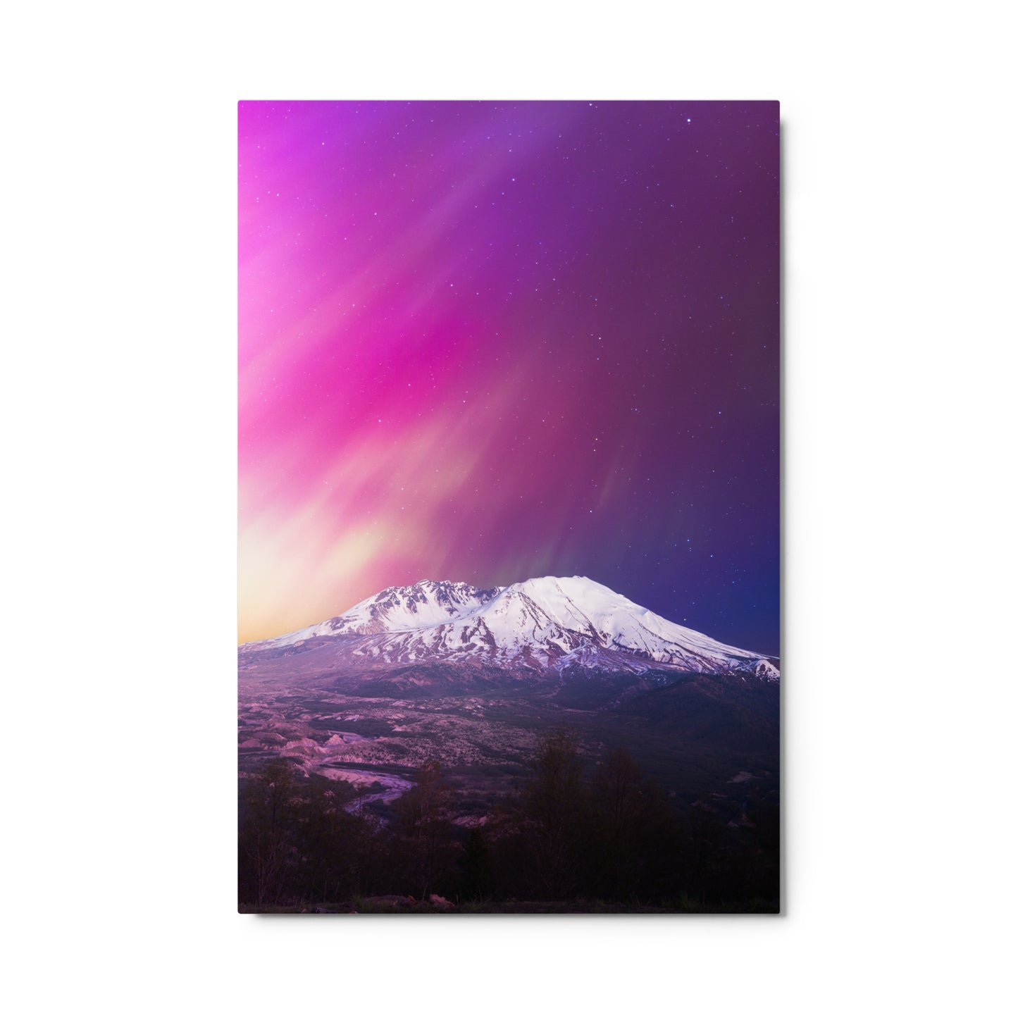 Aurora Borealis Over Mount St. Helens - Metal Print