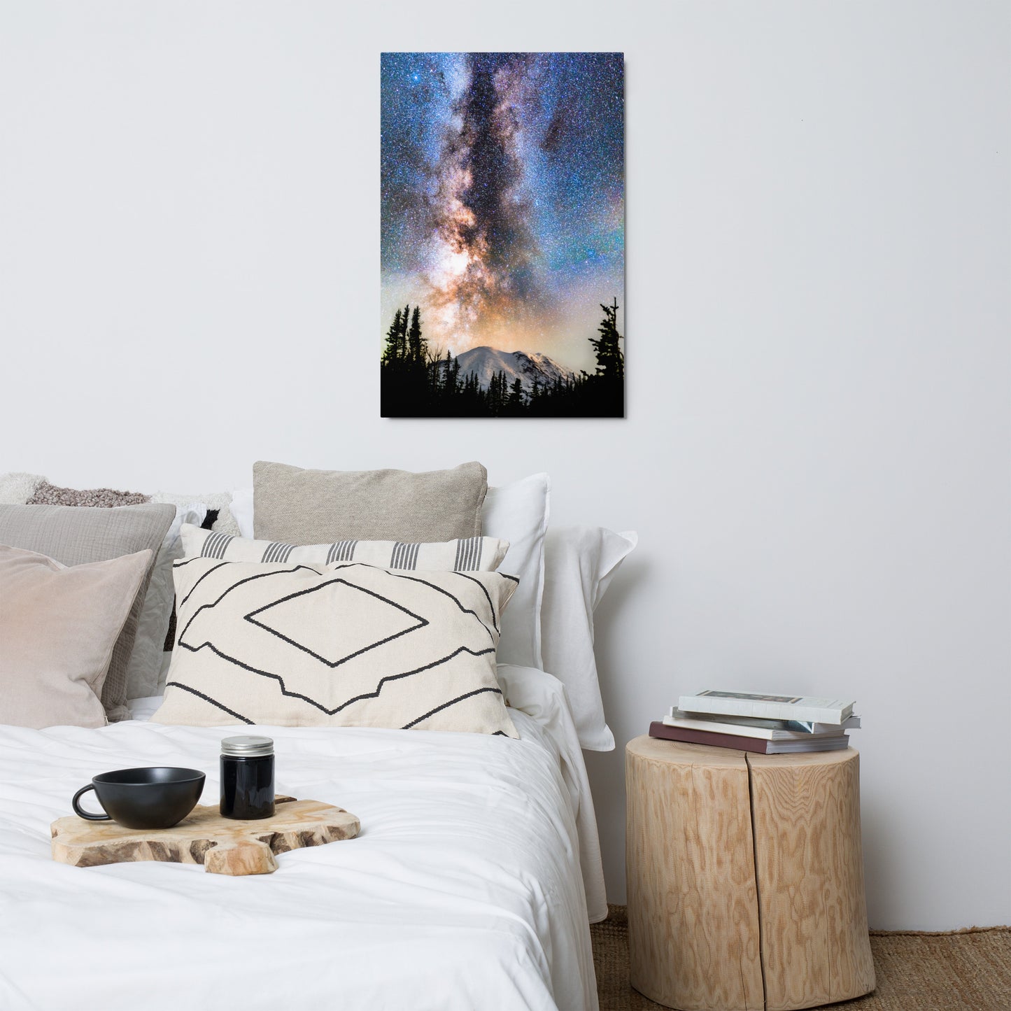 Volcano, Milky Way Rising Over Mount Rainier - Metal Print