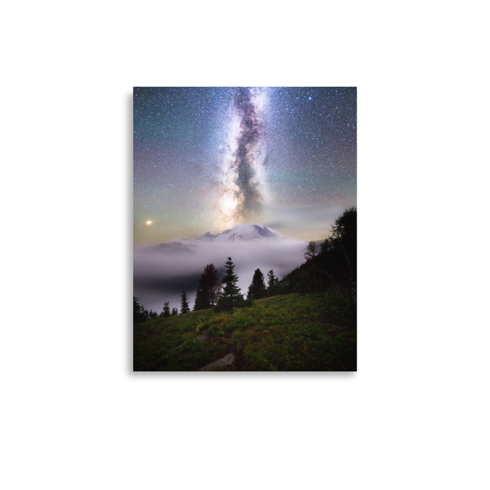 Dreamy, Milky Way Over Mount Rainier, Silver Forest Trail - Lustre Paper Print