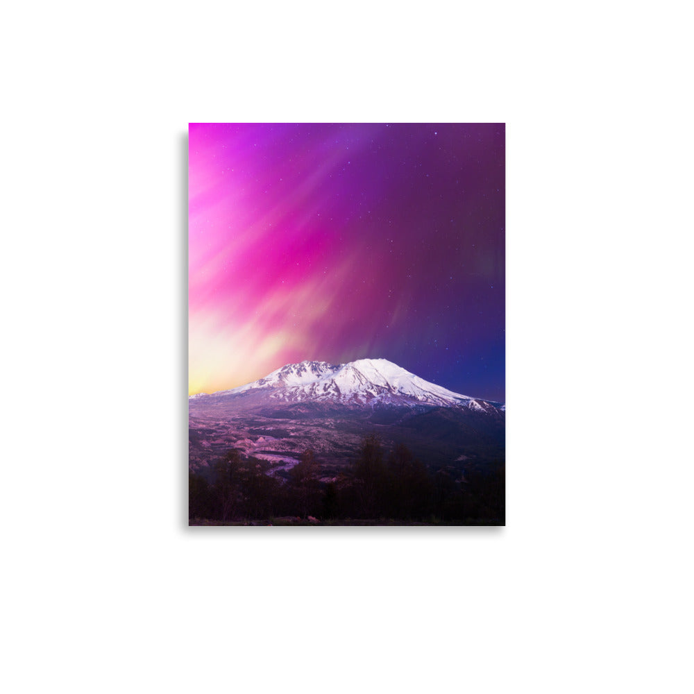 Aurora Borealis Over Mount St. Helens - Lustre Paper Print