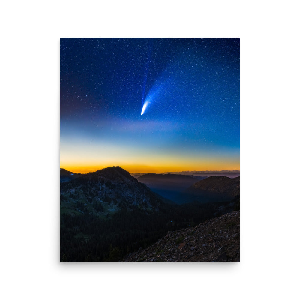 Comet Neowise From Sunrise Visitor Center, Mount Rainier National Park - Lustre Paper Print