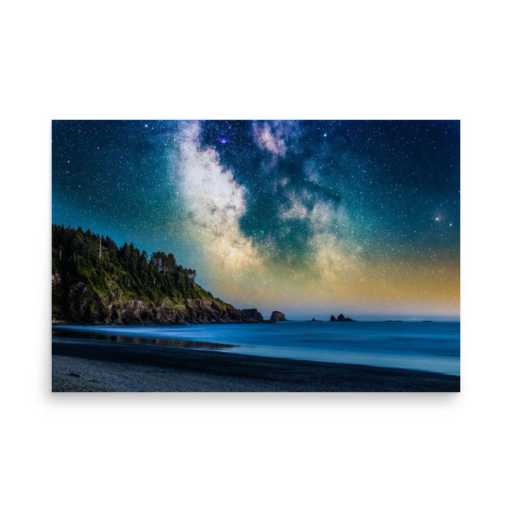 Milky Way Over La Push, Beach One - Lustre Paper Print
