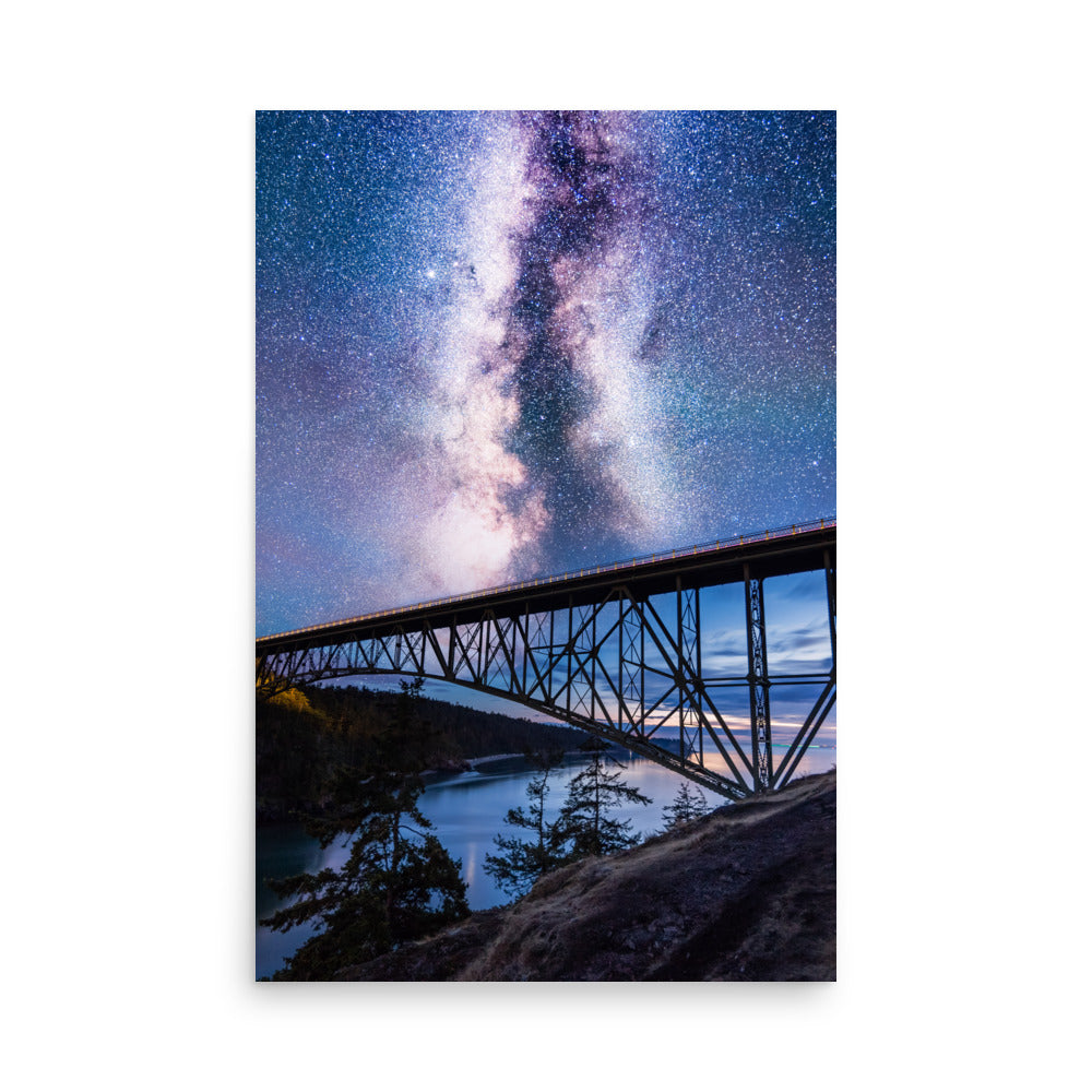 Milky Way Over Deception Pass Bridge - Lustre Paper Print