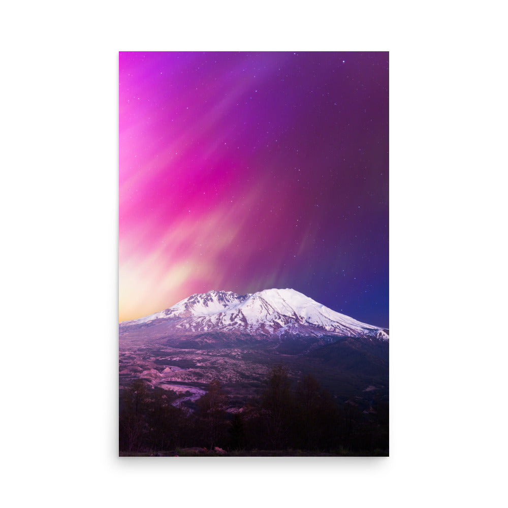 Aurora Borealis Over Mount St. Helens - Lustre Paper Print
