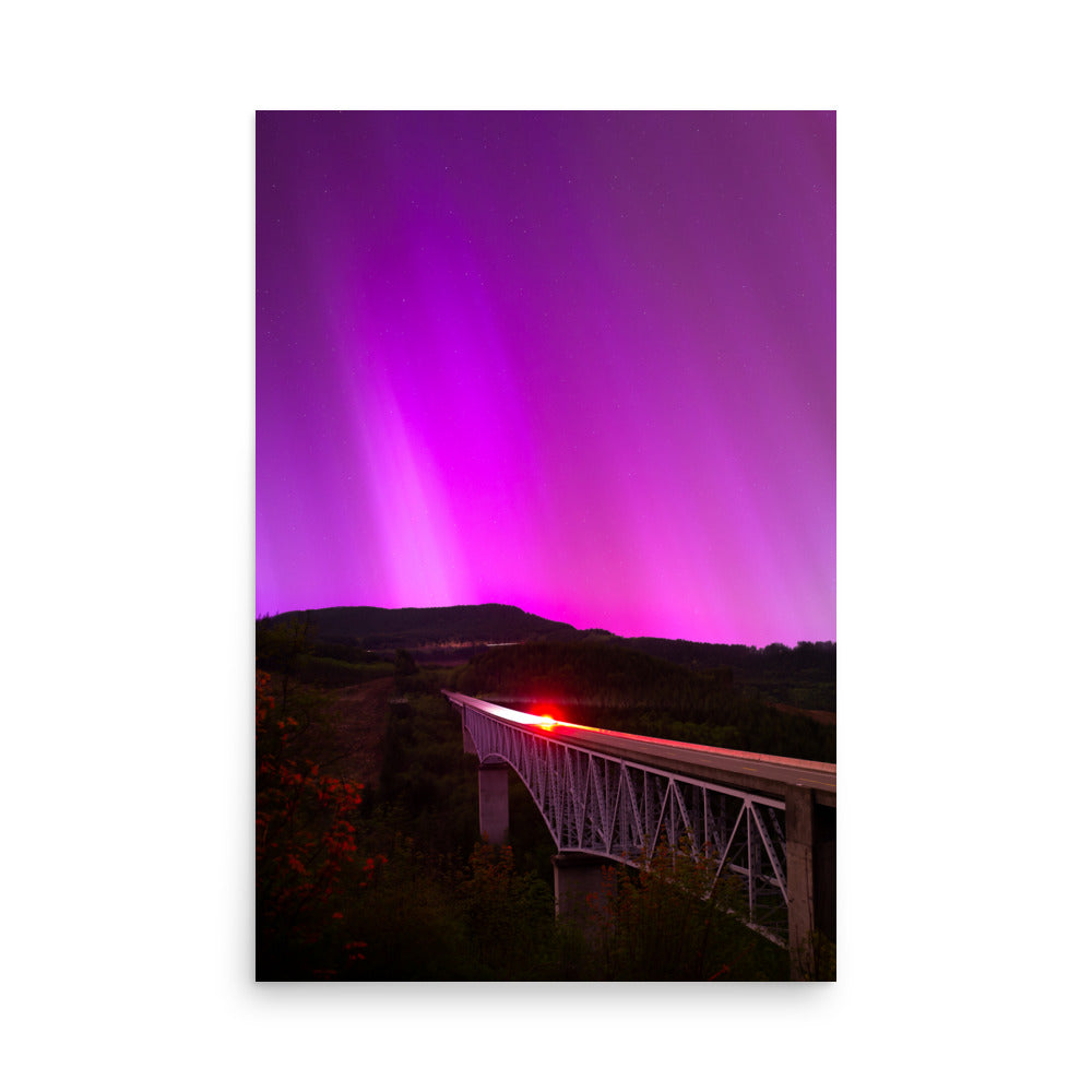 Aurora Borealis Above Hoffstadt Creek Bridge - Lustre Paper Print