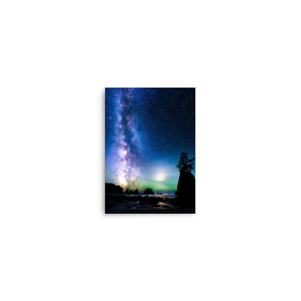 Ocean, Milky Way At Shi Shi Beach - Lustre Paper Print