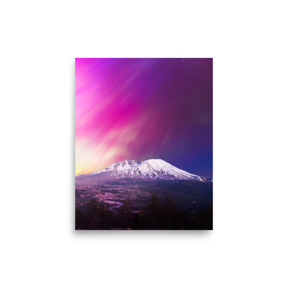 Aurora Borealis Over Mount St. Helens - Lustre Paper Print